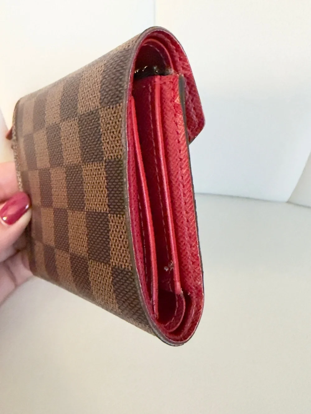 Louis Vuitton Victorine Wallet Damier Ebene Cerise Red RFID 2022 w Box Dust Bag